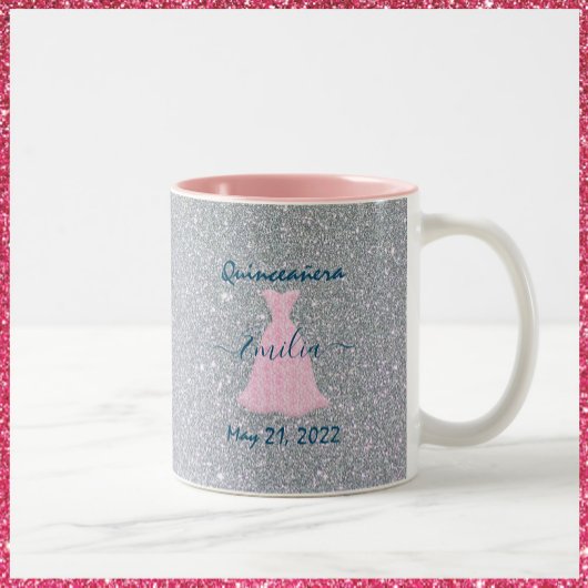 Glittering Quinceanera Gedenkfeier Zwei-Tone-Koff Zweifarbige Tasse