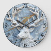 Glittering Reindeer Christmas Charm Große Wanduhr (Vorderseite)