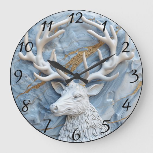 Glittering Reindeer Christmas Charm Große Wanduhr (Vorderseite)