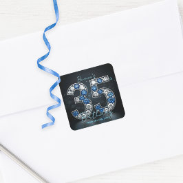 Glittering Sapphire Diamond 35. Geburtstag Juwelen Quadratischer Aufkleber