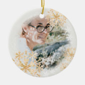 Glittering Schneeflocken Foto Weißer Ornament (Vorne)