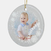 Glittering Schneeflocken Grau Runde Ornament (Links)