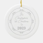 Glittering Schneeflocken Grau Runde Ornament (Hinten)