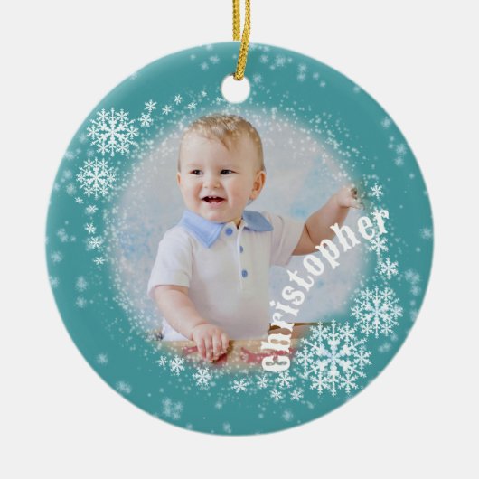 Glittering Schneeflocken Keramik Ornament (Vorne)