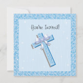 Glittering Sequin Blue First Communitation Einladu Einladung (Rückseite)