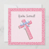 Glittering Sequin Pink Erster Kommunion Einladung (Rückseite)