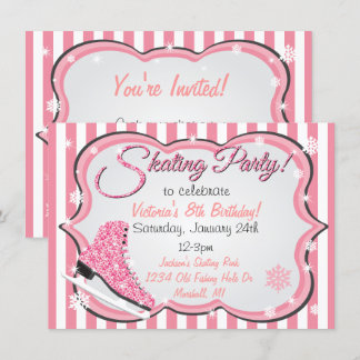 Glittering Sequin Pink Ice Skaten Party lädt ein Einladung