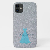Glittering Silver Blue Gown Case-Mate iPhone Hülle (Rückseite)