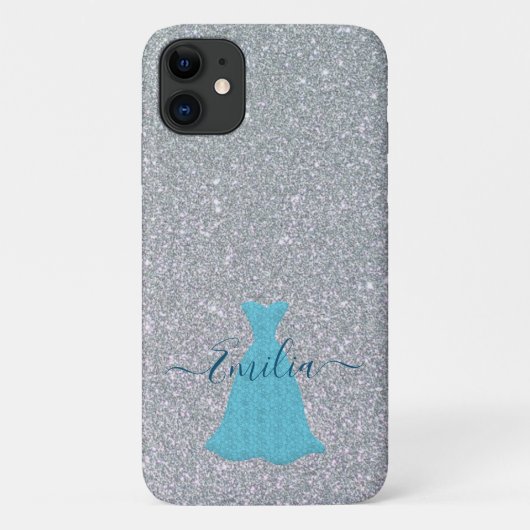 Glittering Silver Blue Gown Case-Mate iPhone Hülle (Rückseite)