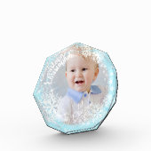 Glittering Snow Flakes Blue Fotoblock (Links)