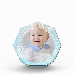 Glittering Snow Flakes Blue Fotoblock