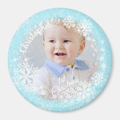 Glittering Snow Flakes Blue Magnet (Vorne)