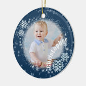 Glittering Snow Flakes Blue Round Ornament (Links)