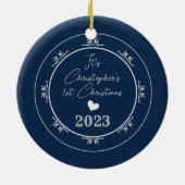 Glittering Snow Flakes Blue Round Ornament (Hinten)