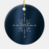 Glittering Snow Flakes Foto Keramik Ornament (Hinten)