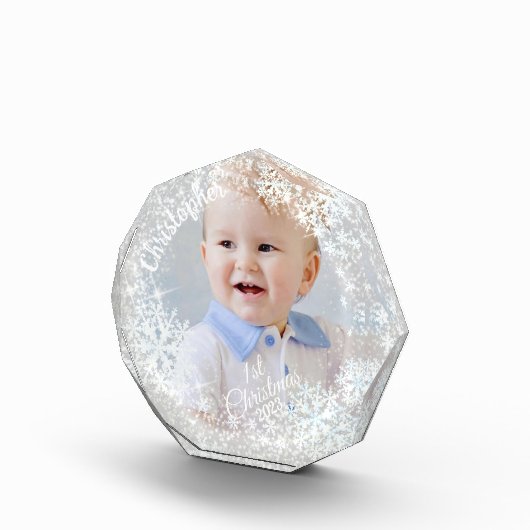 Glittering Snow Flakes Grau Fotoblock (Rechts)