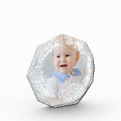 Glittering Snow Flakes Grau Fotoblock (Links)