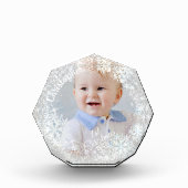 Glittering Snow Flakes Grau Fotoblock (Vorderseite)