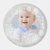 Glittering Snow Flakes Grau Magnet (Vorne)