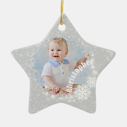 Glittering Snow Flakes Gray Star Ornament (Vorne)