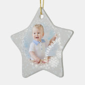 Glittering Snow Flakes Gray Star Ornament (Links)