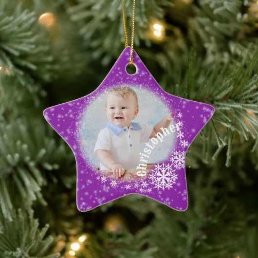Glittering Snow Flakes Lila Star Ornament (Baum)