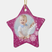 Glittering Snow Flakes Roter Star Ornament (Links)