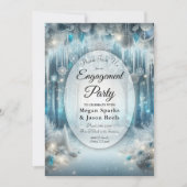 Glittering Snowy Forest Engagement Party Einladung (Vorderseite)