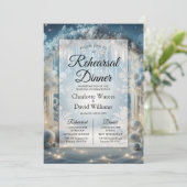 Glittering Snowy Forest Probe Dinner Einladung (Stehend Vorderseite)