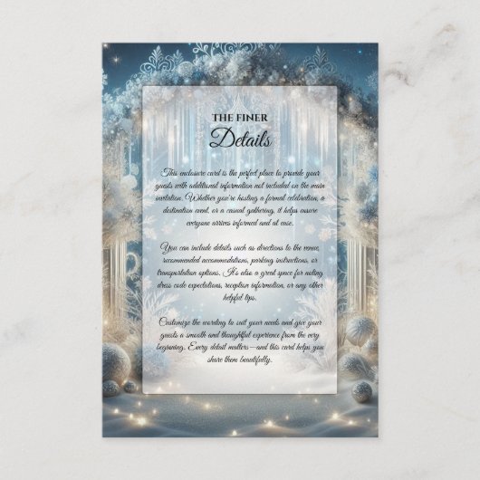 Glittering Snowy Forest Wedding Begleitkarte (Vorderseite)