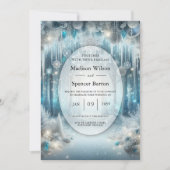 Glittering Snowy Forest Wedding Einladung (Vorderseite)