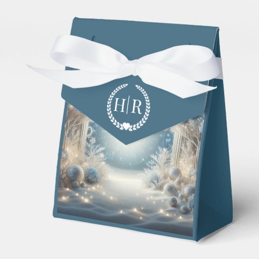 Glittering Snowy Forest Wedding Geschenkschachtel (Vorderseite)