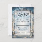 Glittering Snowy Forest Wedding RSVP Karte (Vorderseite)