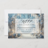 Glittering Snowy Forest Wedding RSVP Karte (Vorderseite)