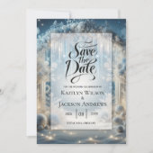 Glittering Snowy Forest Wedding Save The Date (Vorderseite)