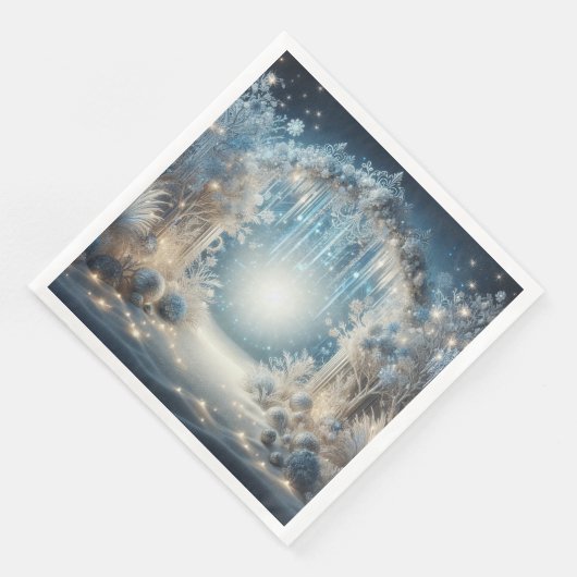 Glittering Snowy Forest Weddinner Napkins Serviette (Ecke)