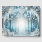 Glittering Snowy Forest Winter Wedding Gästebuch (Rückseite)