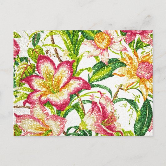 Glittering Spring Floral Tapestes Postkarte (Vorderseite)