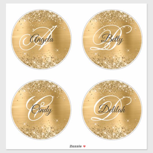 Glitterium Gold 6" Circles Extravagant Monogram Aufkleber (Blatt)