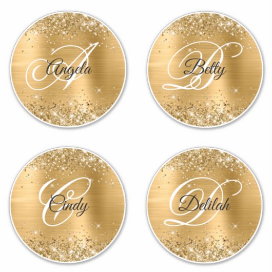Glitterium Gold 6" Circles Extravagant Monogram Aufkleber (Vorderseite)