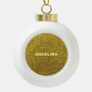 Glitterium gold elegant keramik Kugel-Ornament