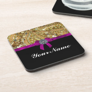 Glitterium gold & schwarz untersetzer