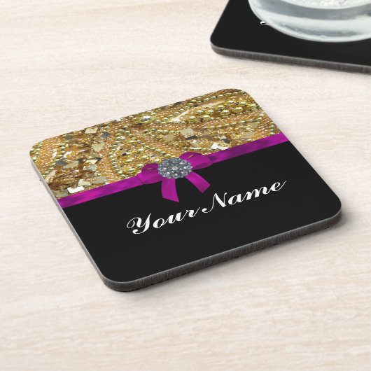 Glitterium gold & schwarz untersetzer (Linke Seite)