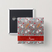 Glitterkrankenschwester-Hutherz des individuellen Button (Vorne & Hinten)