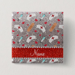 Glitterkrankenschwester-Hutherz des individuellen Button