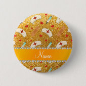 Glitterkrankenschwester-Hutherz des individuellen Button (Vorderseite)