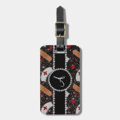 Glitterkrankenschwester-Hutherz des Monogramms Gepäckanhänger (Vorderseite vertikal)