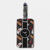 Glitterkrankenschwester-Hutherz des Monogramms Gepäckanhänger (Rückseite vertikal)