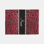 Glitterleoparddruck des hochroten Rotes des Fleecedecke (Vorderseite (Horizontal))
