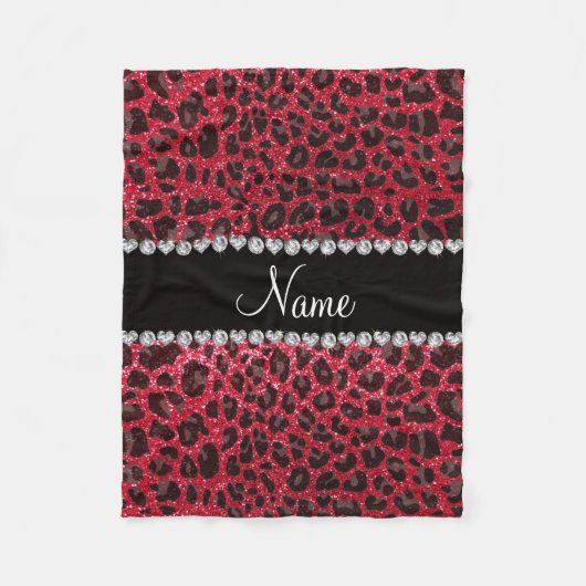 Glitterleoparddruck des hochroten Rotes des Fleecedecke (Vorderseite)